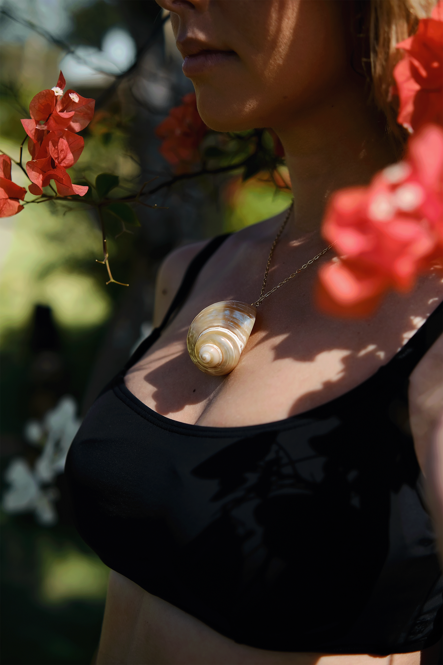 Sunlit Spiral Shell Necklace