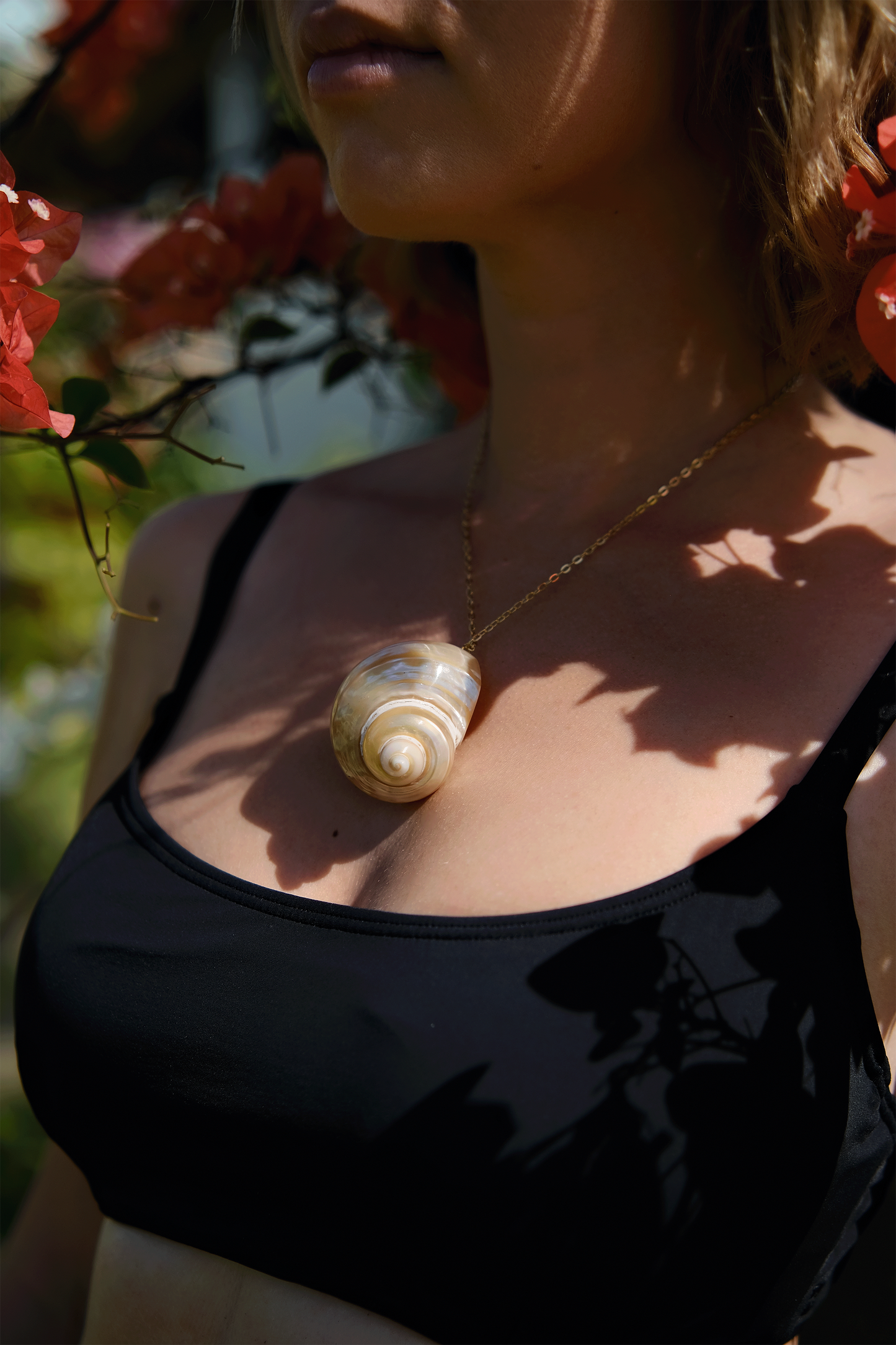 Sunlit Spiral Shell Necklace