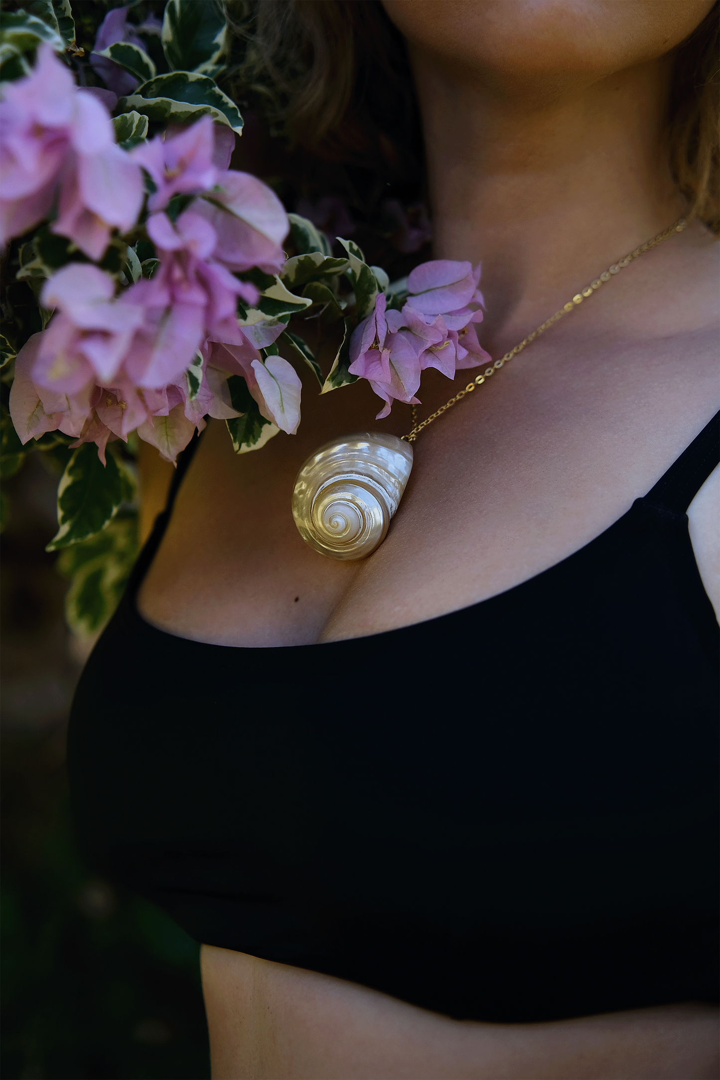 Sunlit Spiral Shell Necklace